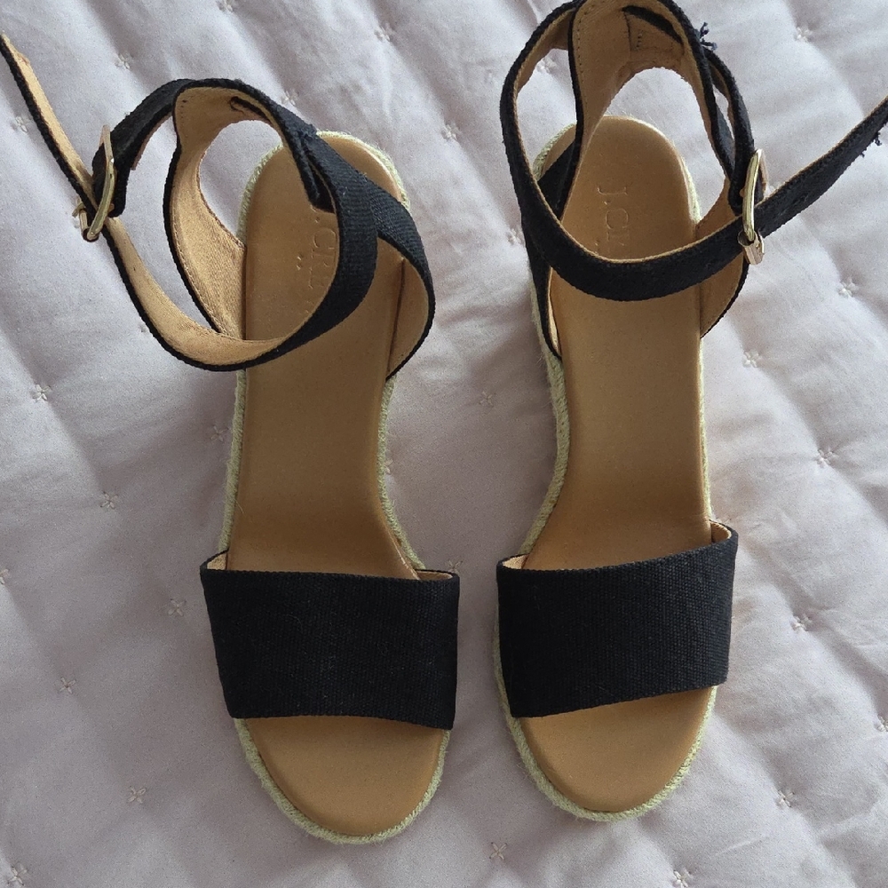 J. Crew Black Ankle Strap Sandals